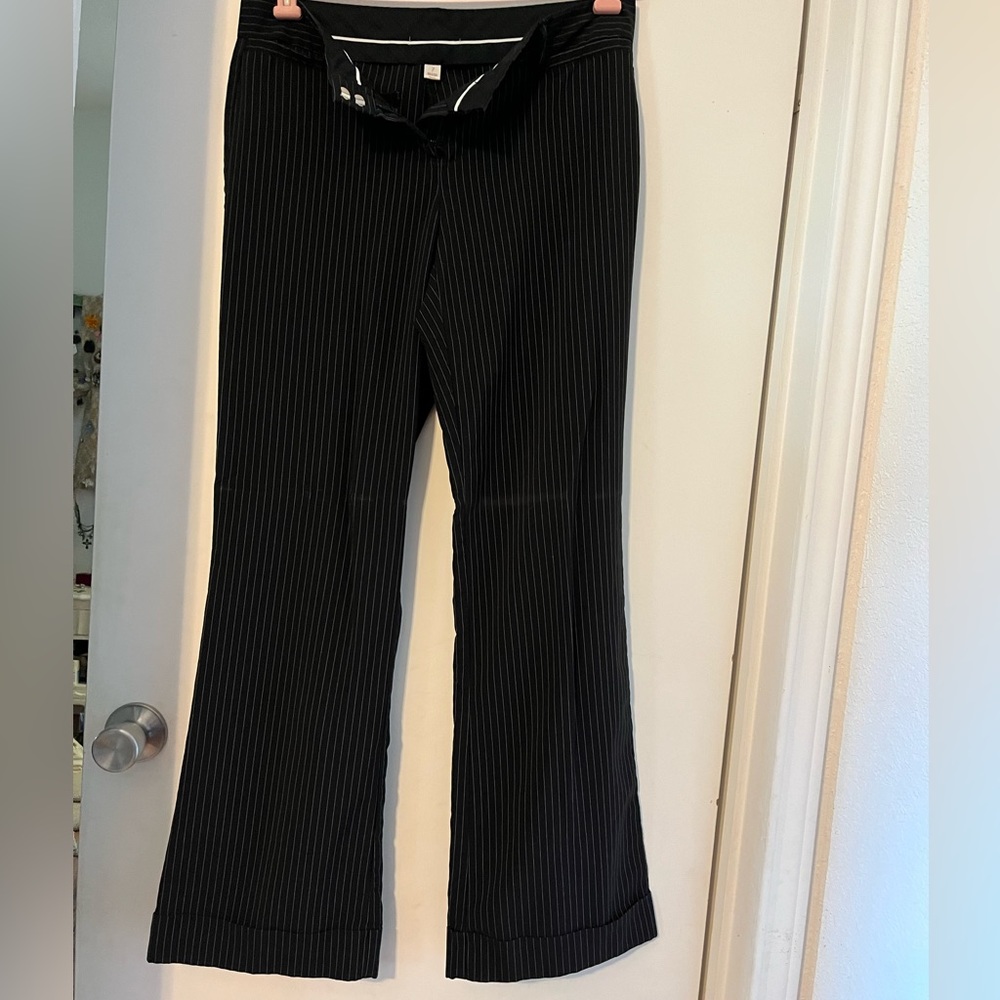 Black pinstripe slacks